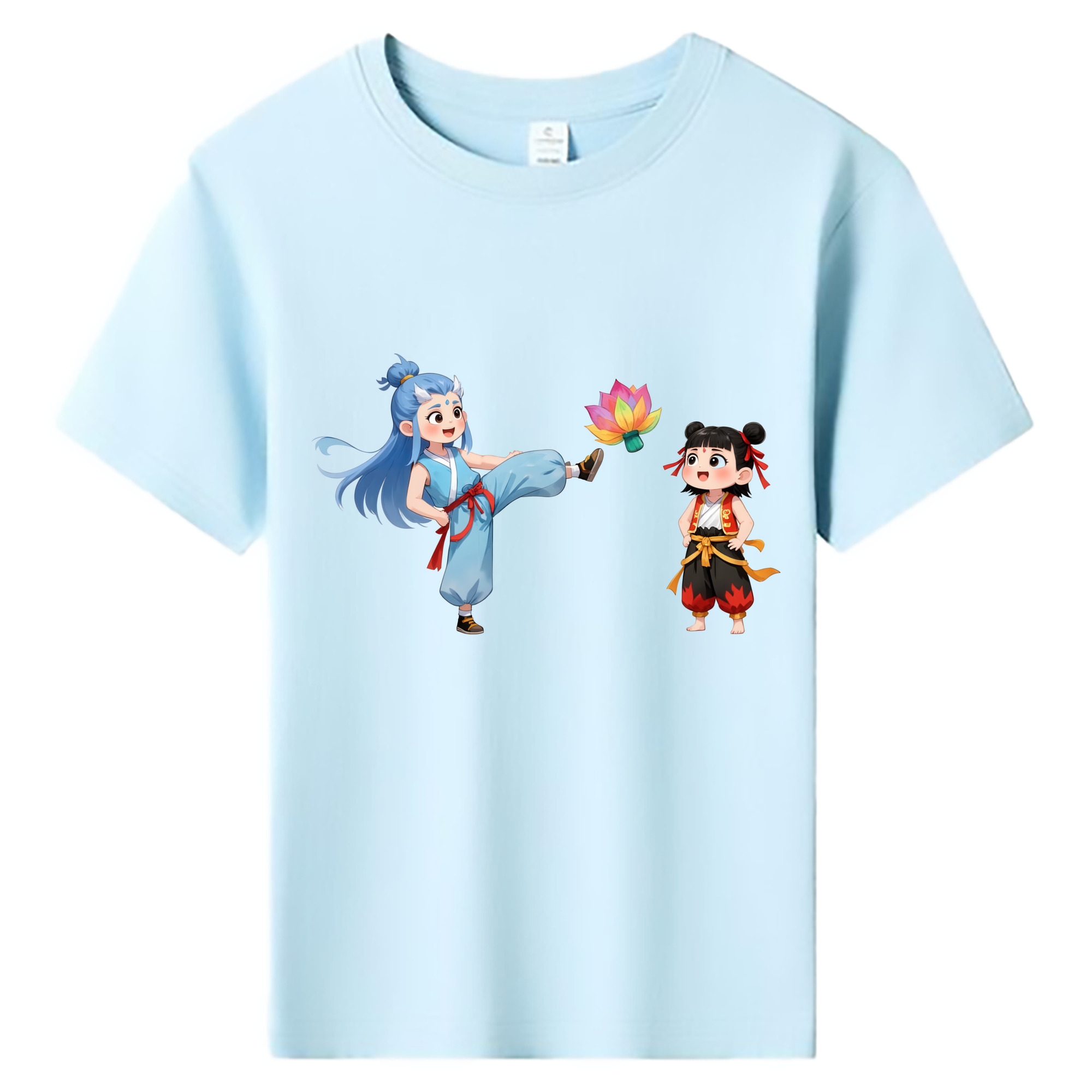 （画像用） Ne Zha 2 ナタ 魔童の大暴れ 綿100％キッズTシャツ（フロントプリント）